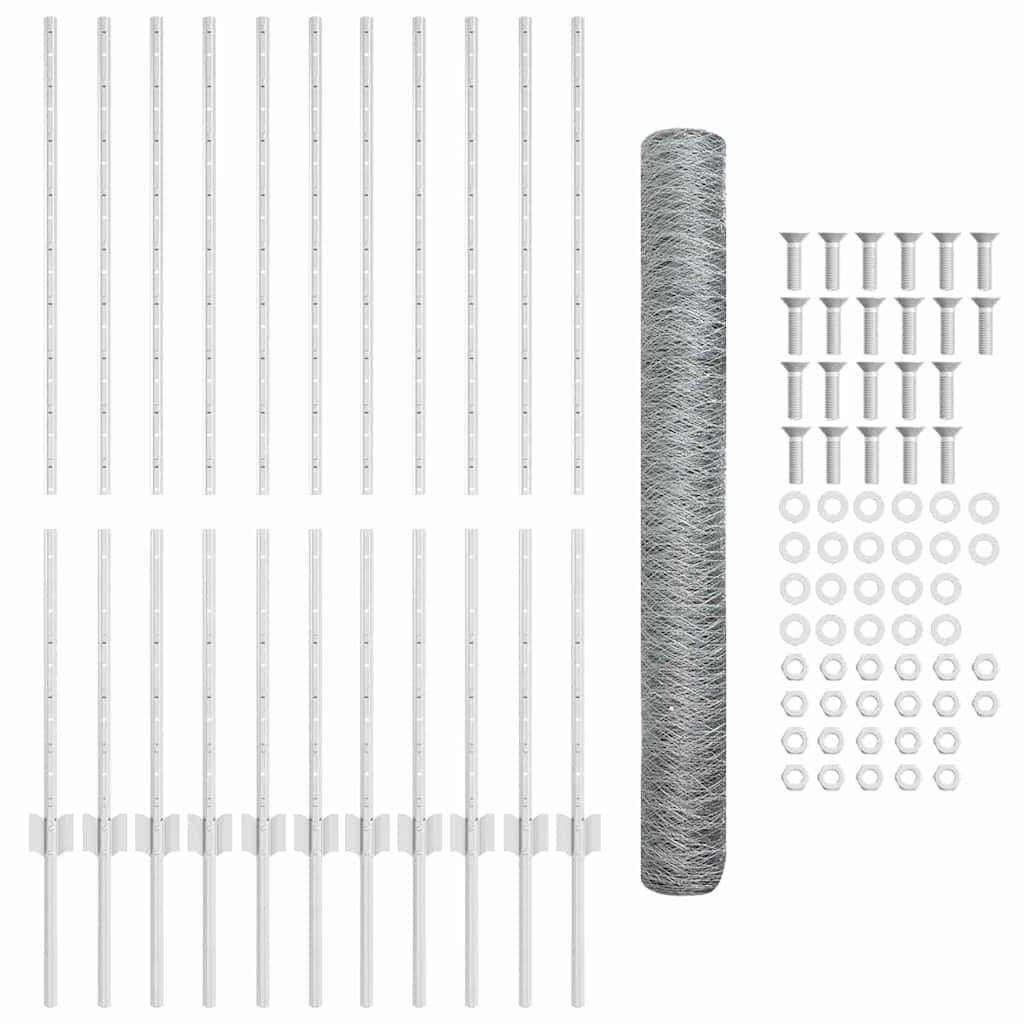 Hexagonal Fence with Post 25 x 1,2 m Galvanizuotas plienas
