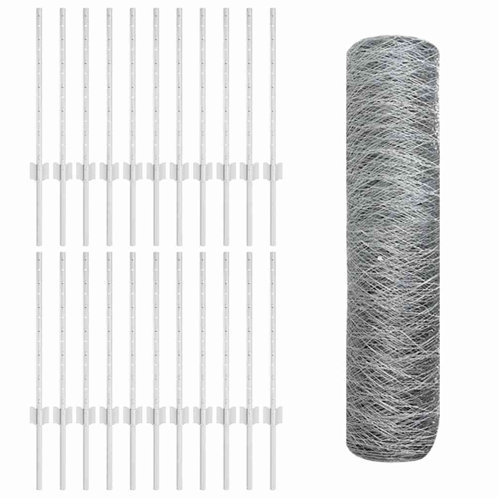 Fence with posts Silver