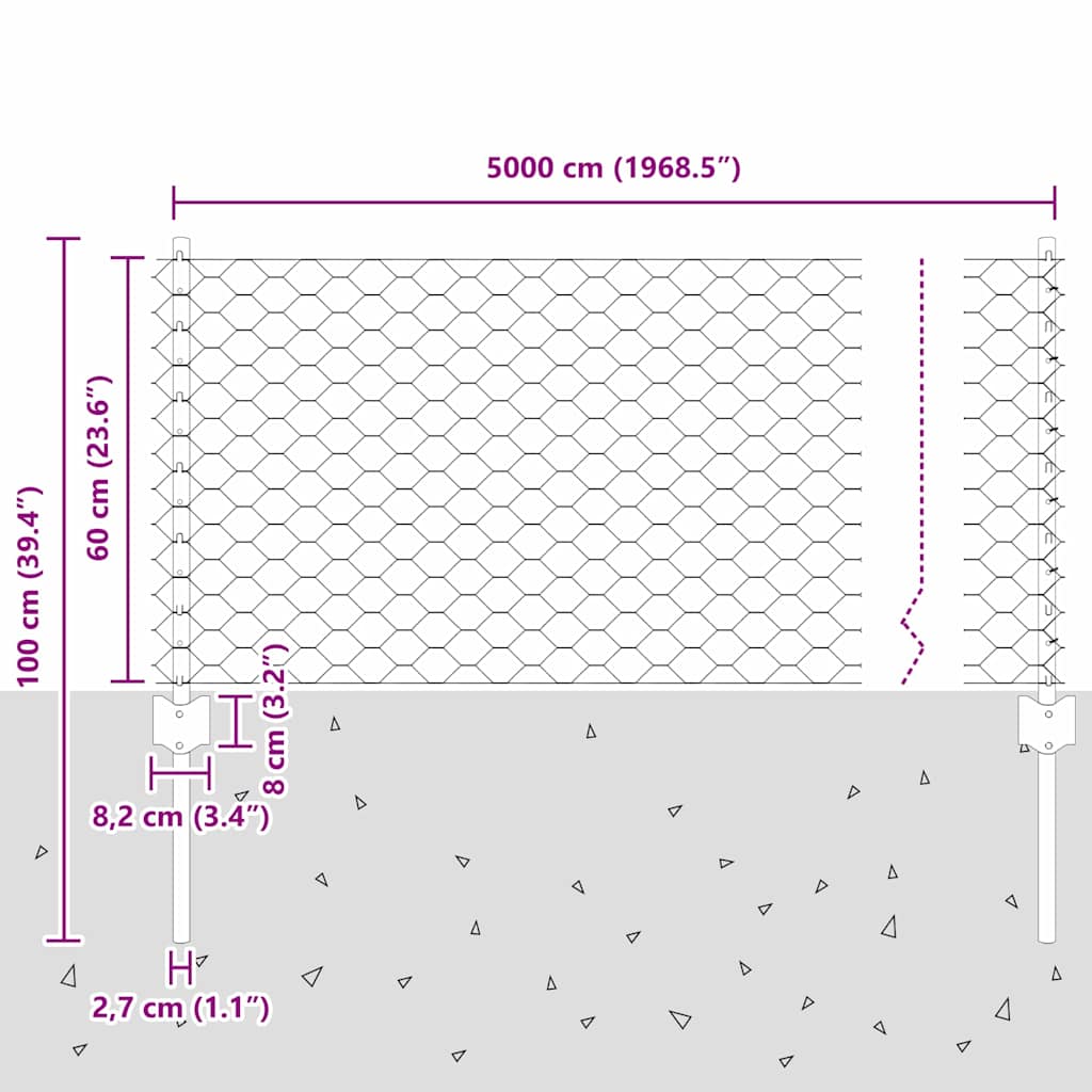 Fence with posts Silver