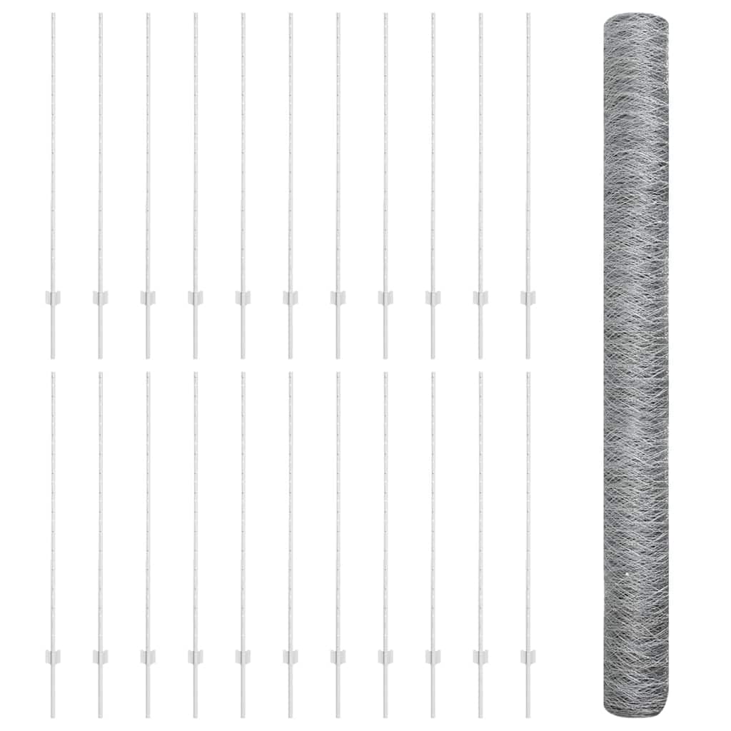 Fence with posts Silver