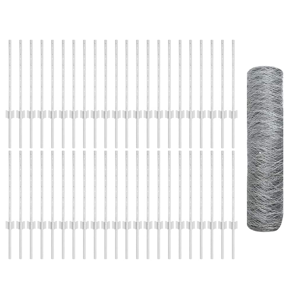 Fence with posts Silver