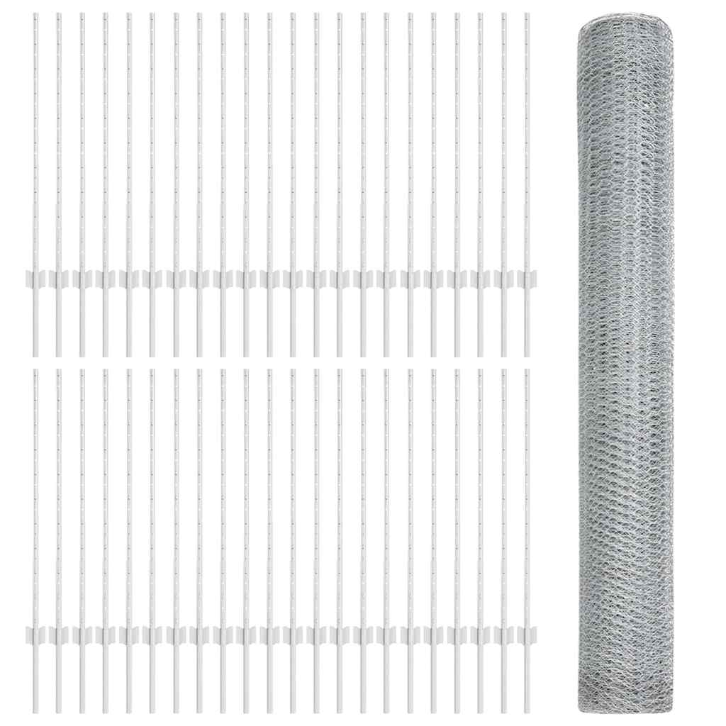 Fence with posts Silver