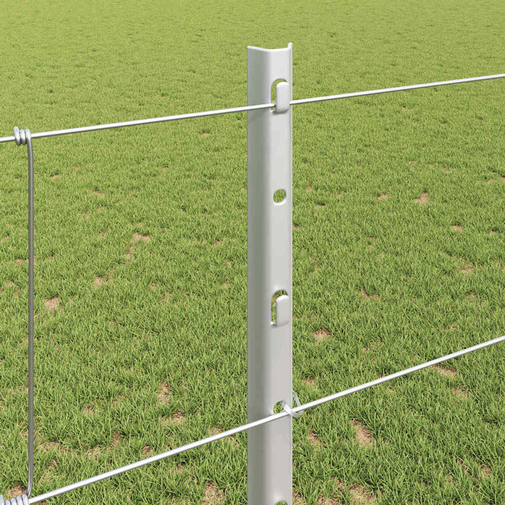 Fence with posts Silver 1.2 x 50 m Steel