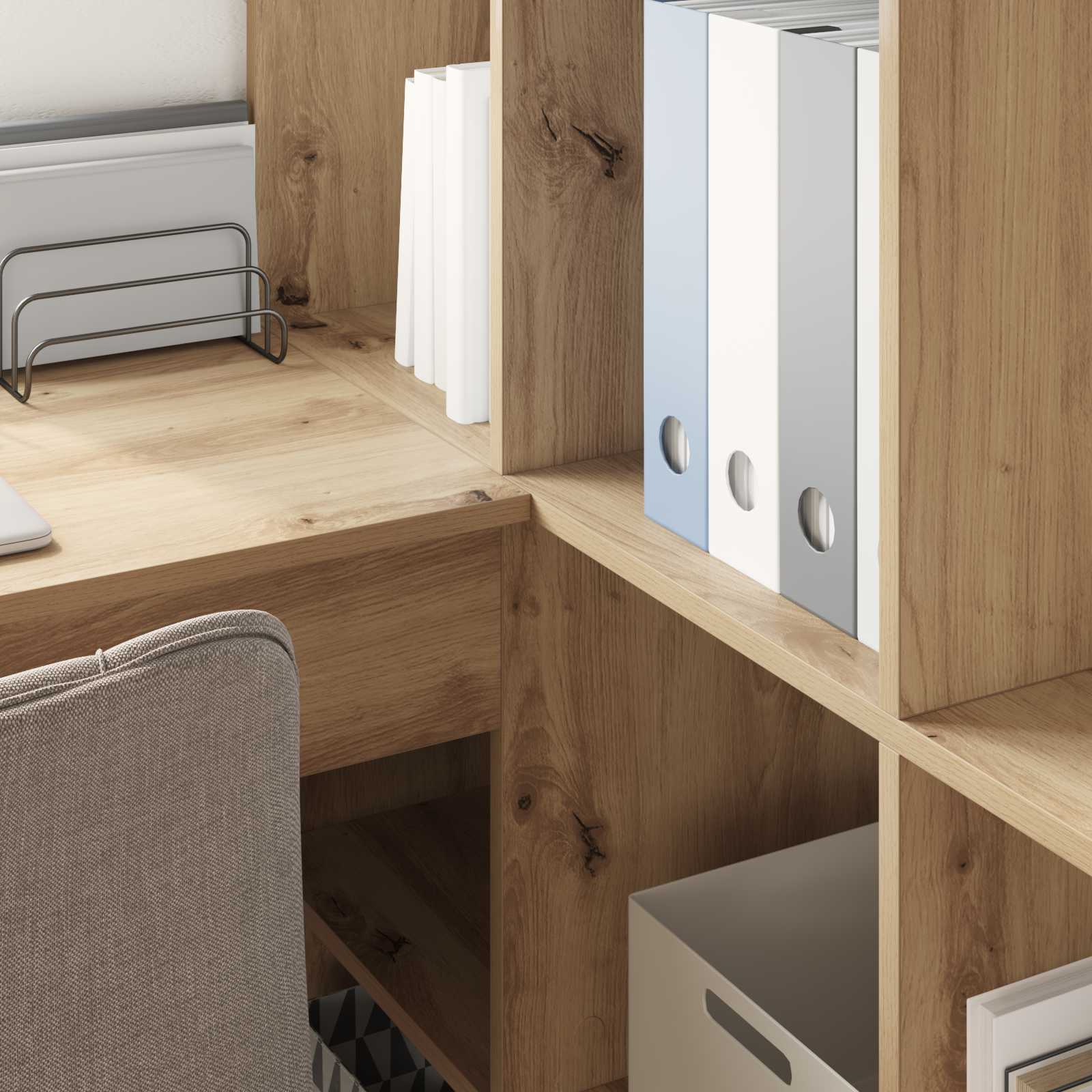 Corner desk with shelf artisan oak