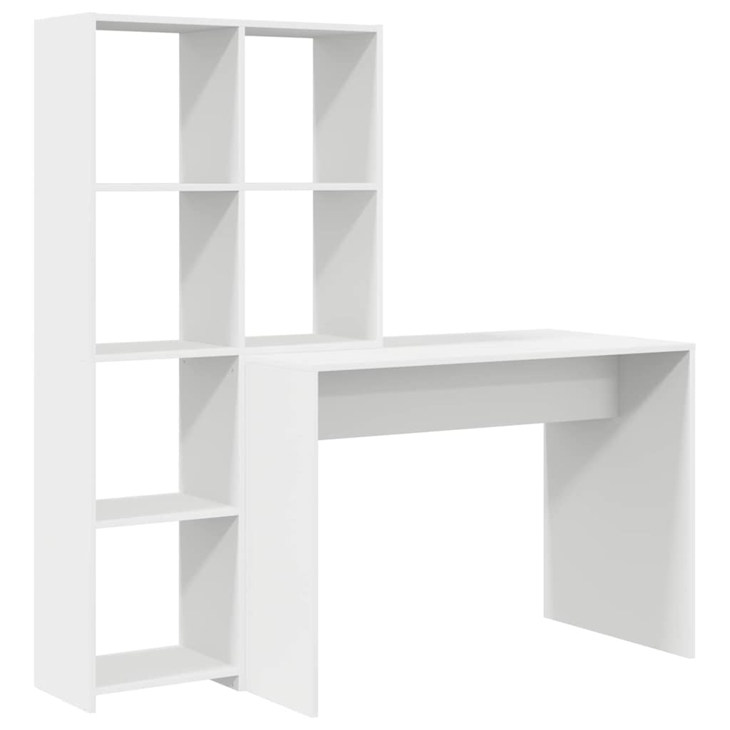 Stalas su lentyna su saugykla Balta 138.5 x 55 x 143 cm Apdirbta mediena
