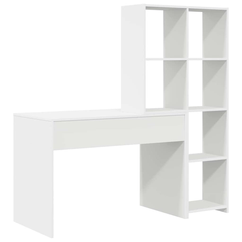 Stalas su lentyna su saugykla Balta 138.5 x 55 x 143 cm Apdirbta mediena