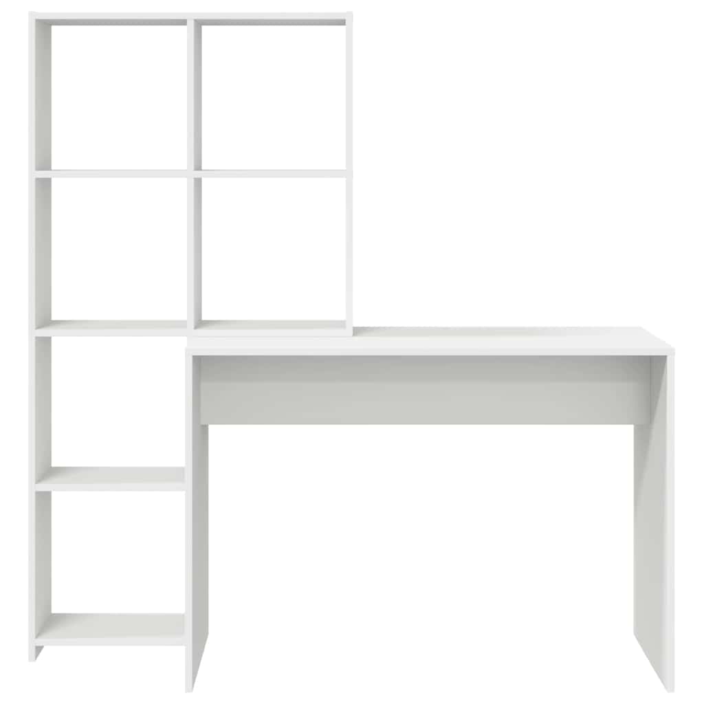 Stalas su lentyna su saugykla Balta 138.5 x 55 x 143 cm Apdirbta mediena