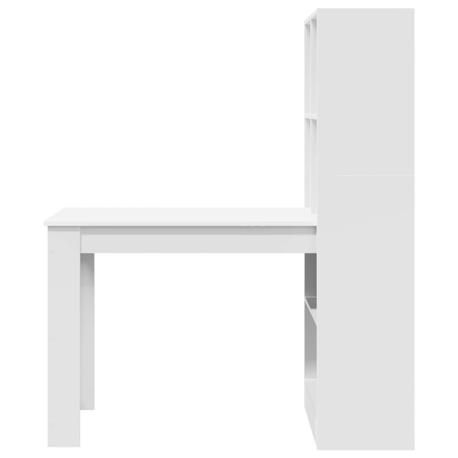Galds ar plauktu un uzglabāšanas vietu Balts 122 x 67 x 145 cm
