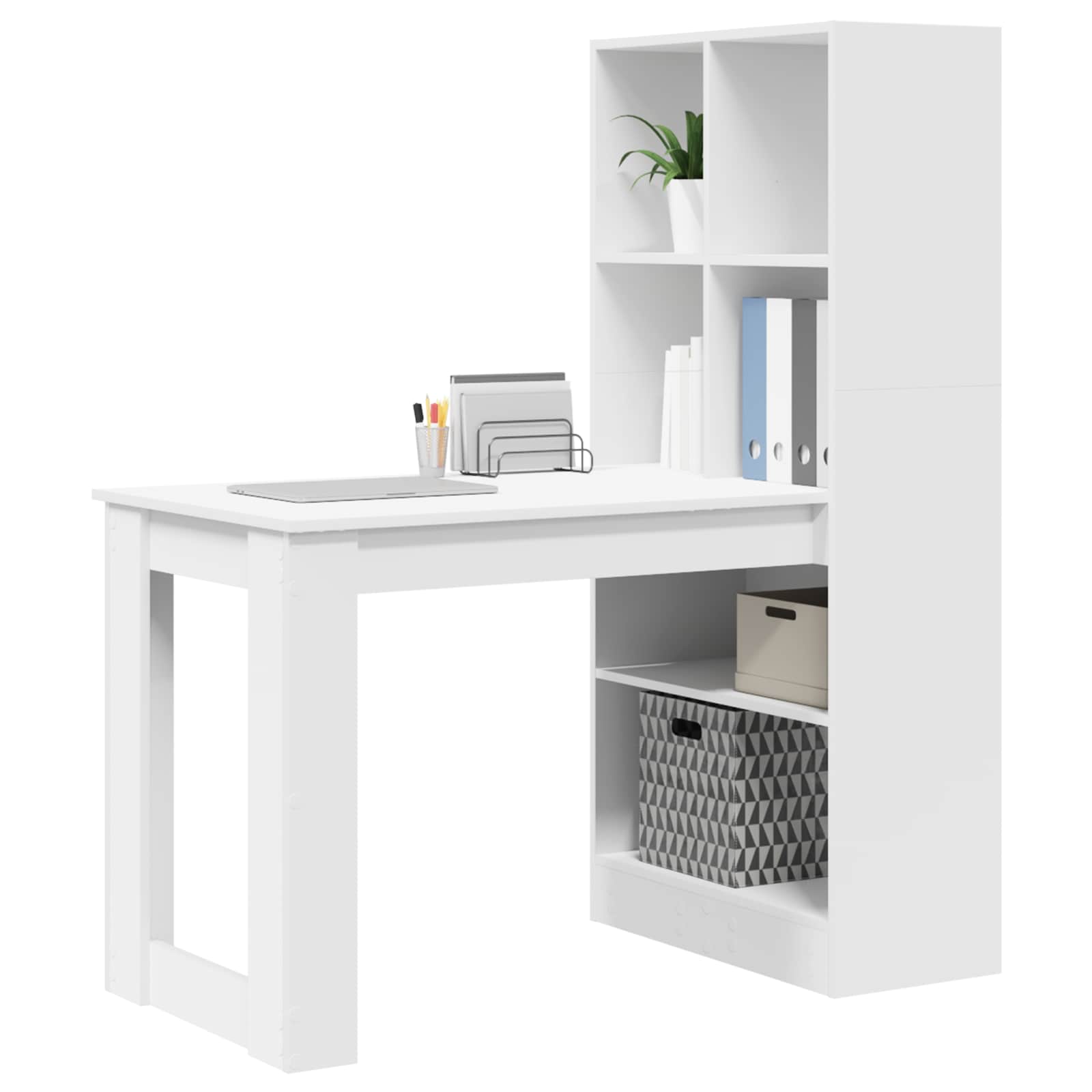 Galds ar plauktu un uzglabāšanas vietu Balts 122 x 67 x 145 cm