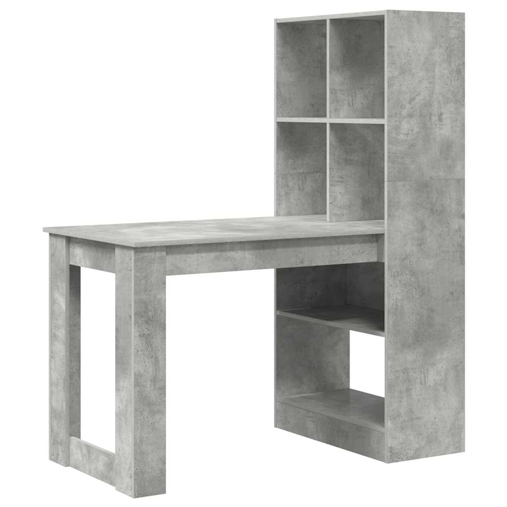 Stalas su lentyna su saugykla Betono pilka 122 x 67 x 145 cm