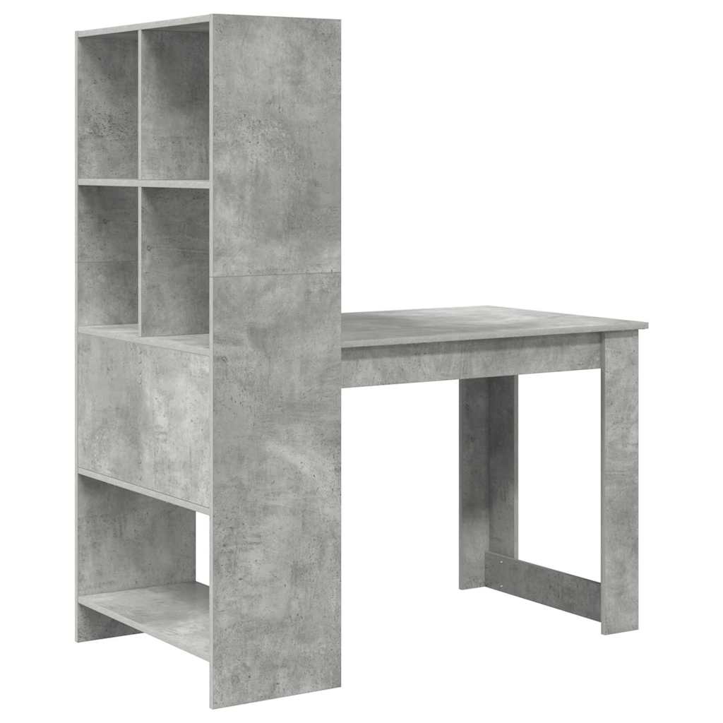 Stalas su lentyna su saugykla Betono pilka 122 x 67 x 145 cm