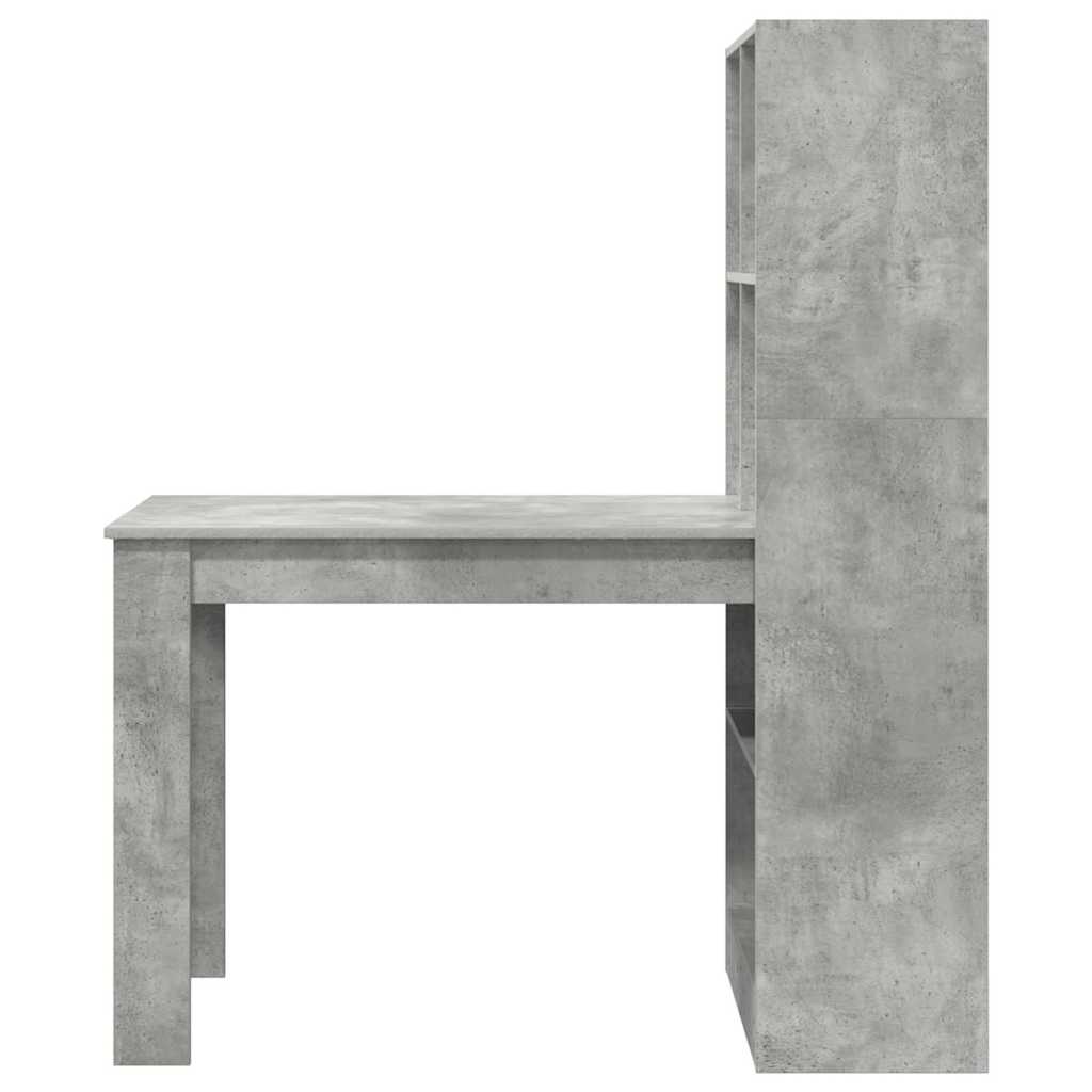 Stalas su lentyna su saugykla Betono pilka 122 x 67 x 145 cm