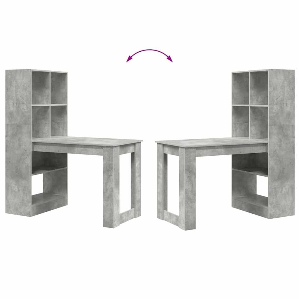 Stalas su lentyna su saugykla Betono pilka 122 x 67 x 145 cm