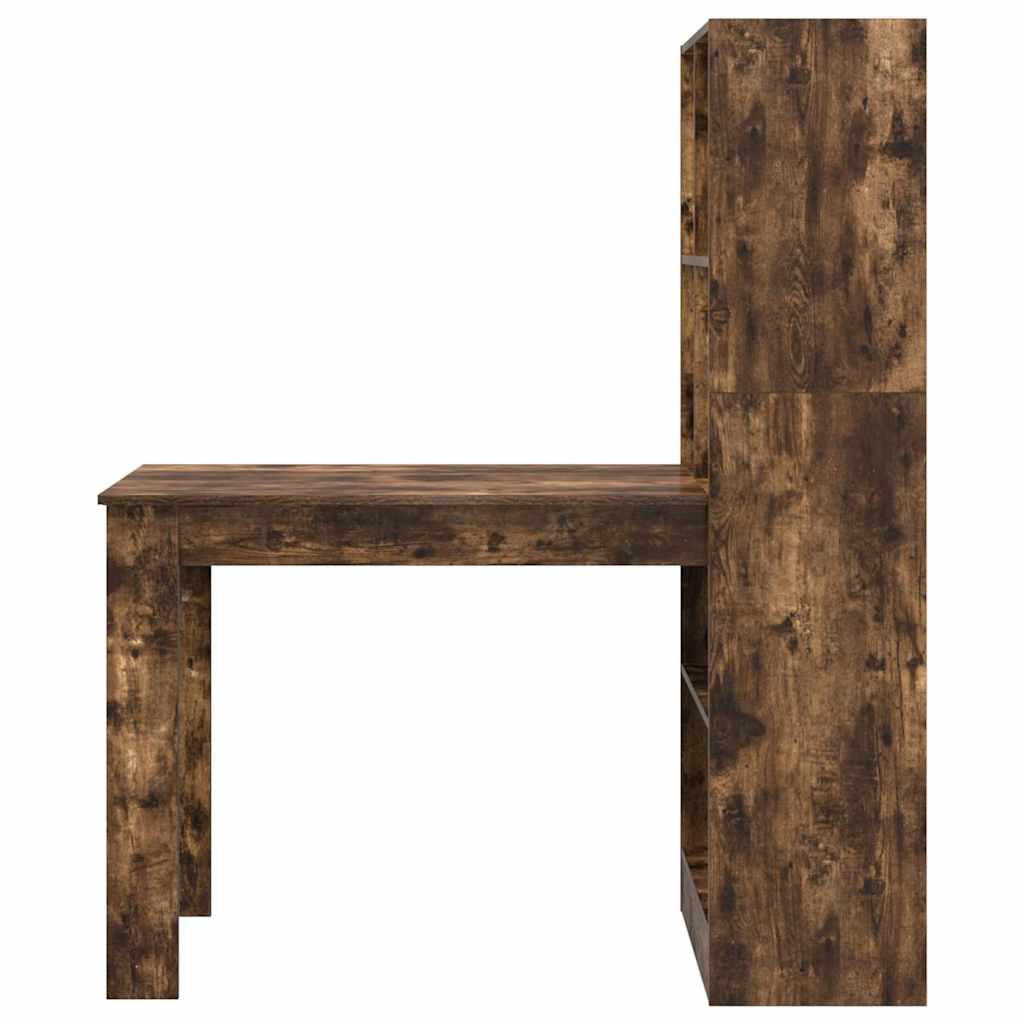 Stalas su lentyna su saugykla Dūminio ąžuolo 122 x 67 x 145 cm
