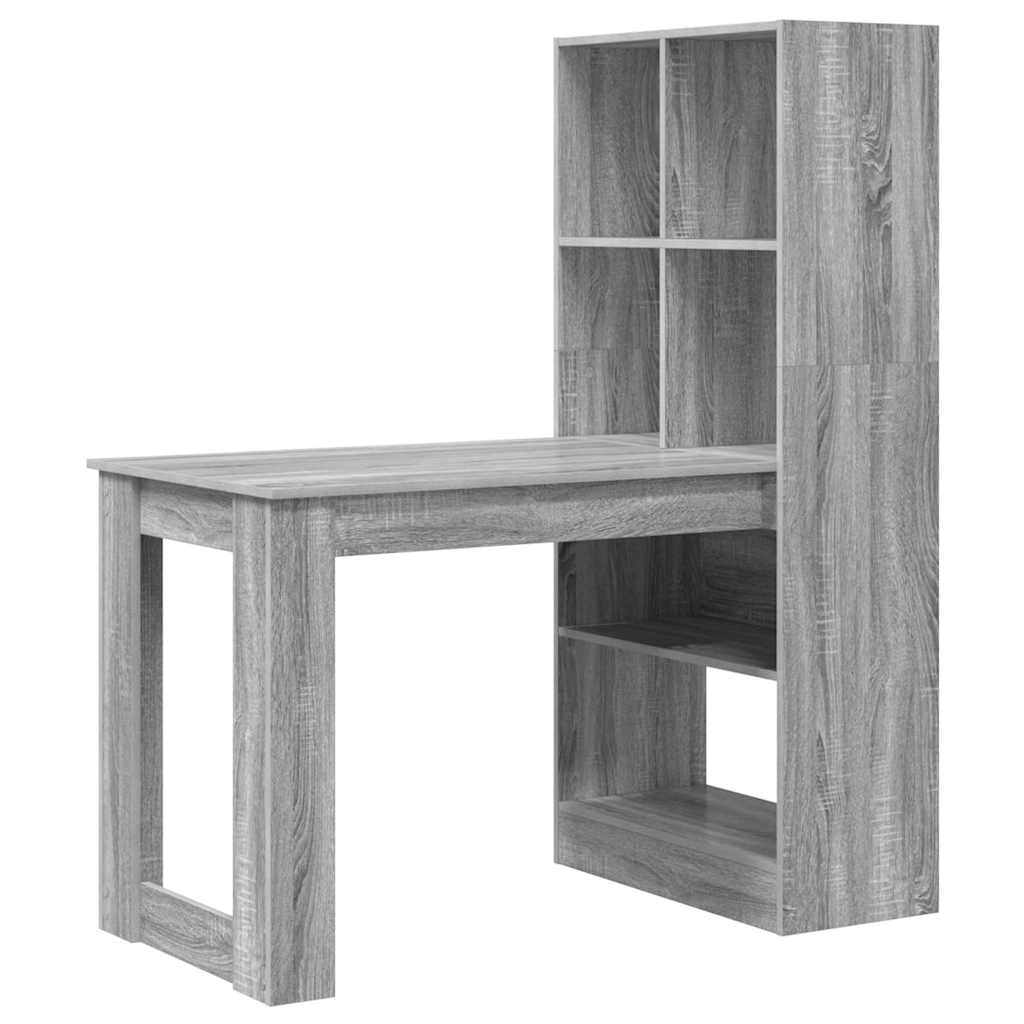 Stalas su lentyna su saugykla Pilkas Sonoma 122 x 67 x 145 cm