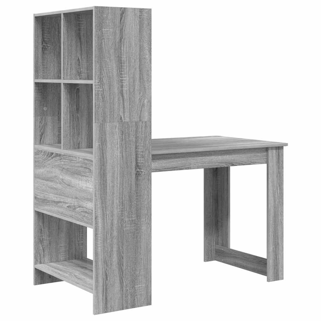 Stalas su lentyna su saugykla Pilkas Sonoma 122 x 67 x 145 cm