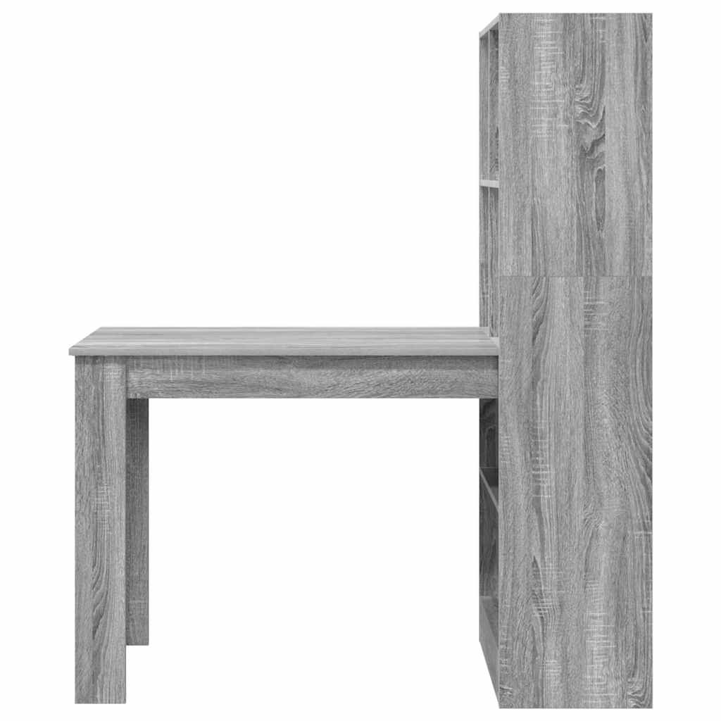 Stalas su lentyna su saugykla Pilkas Sonoma 122 x 67 x 145 cm