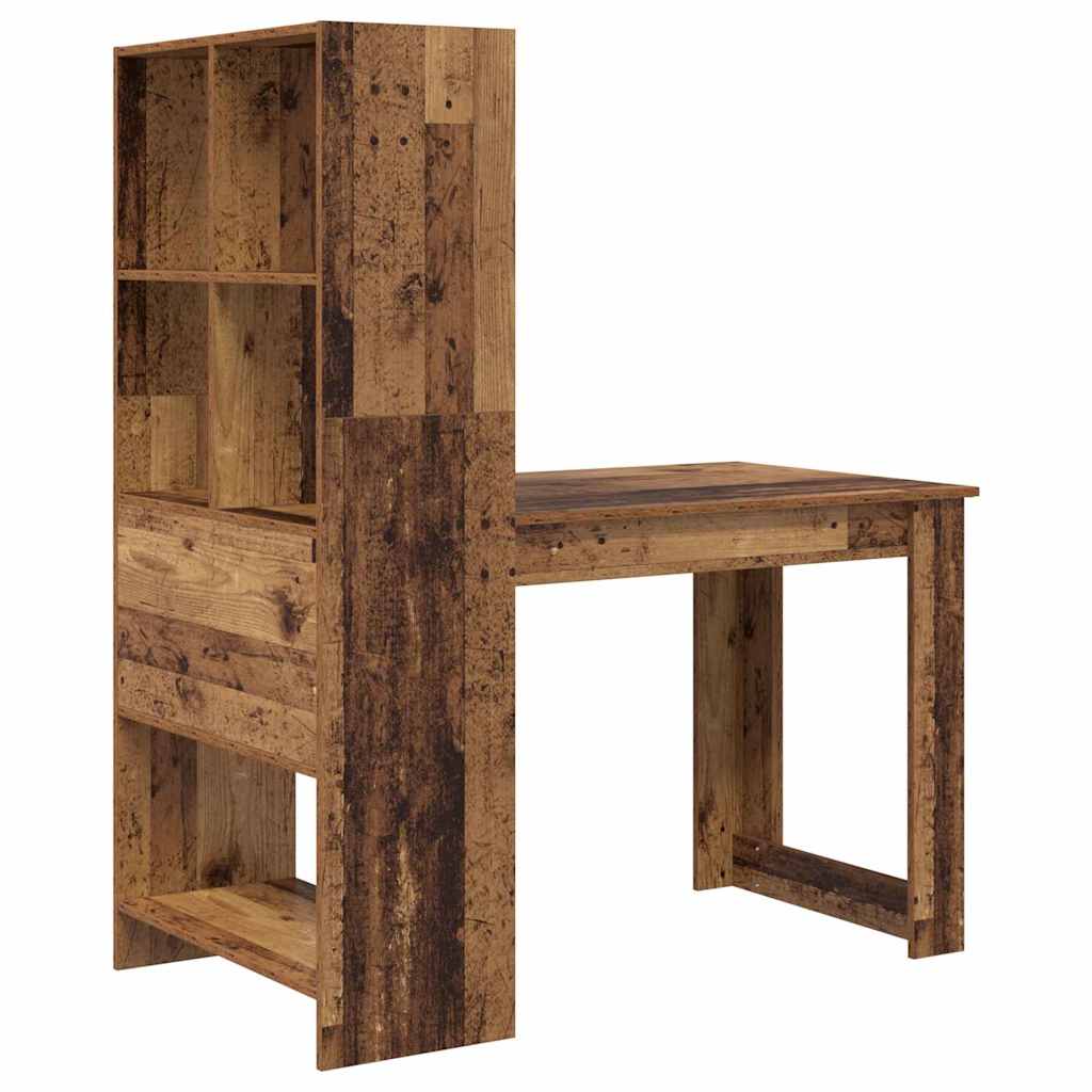 Stalas su lentyna su saugykla Senovinis medis 122 x 67 x 145 cm