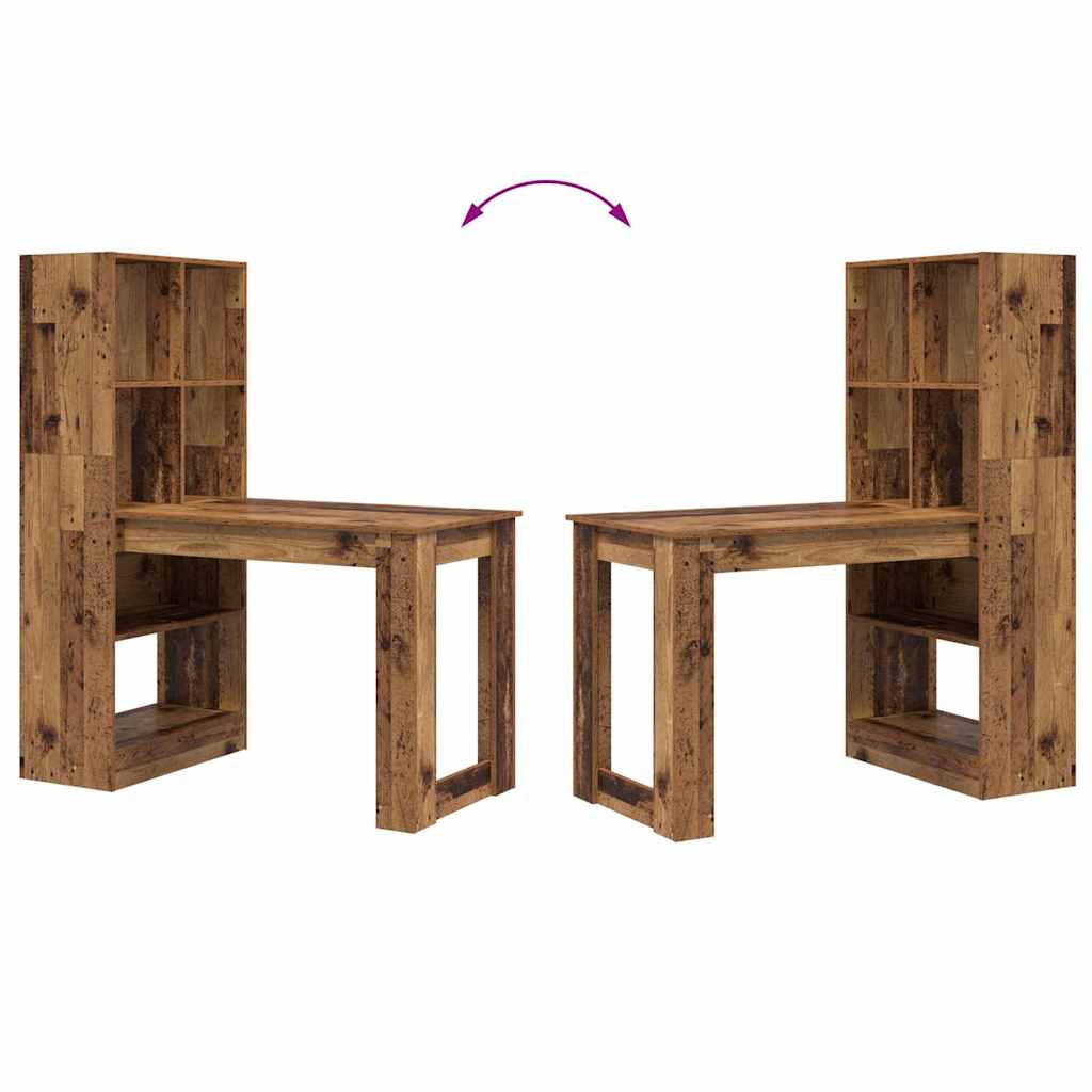 Stalas su lentyna su saugykla Senovinis medis 122 x 67 x 145 cm