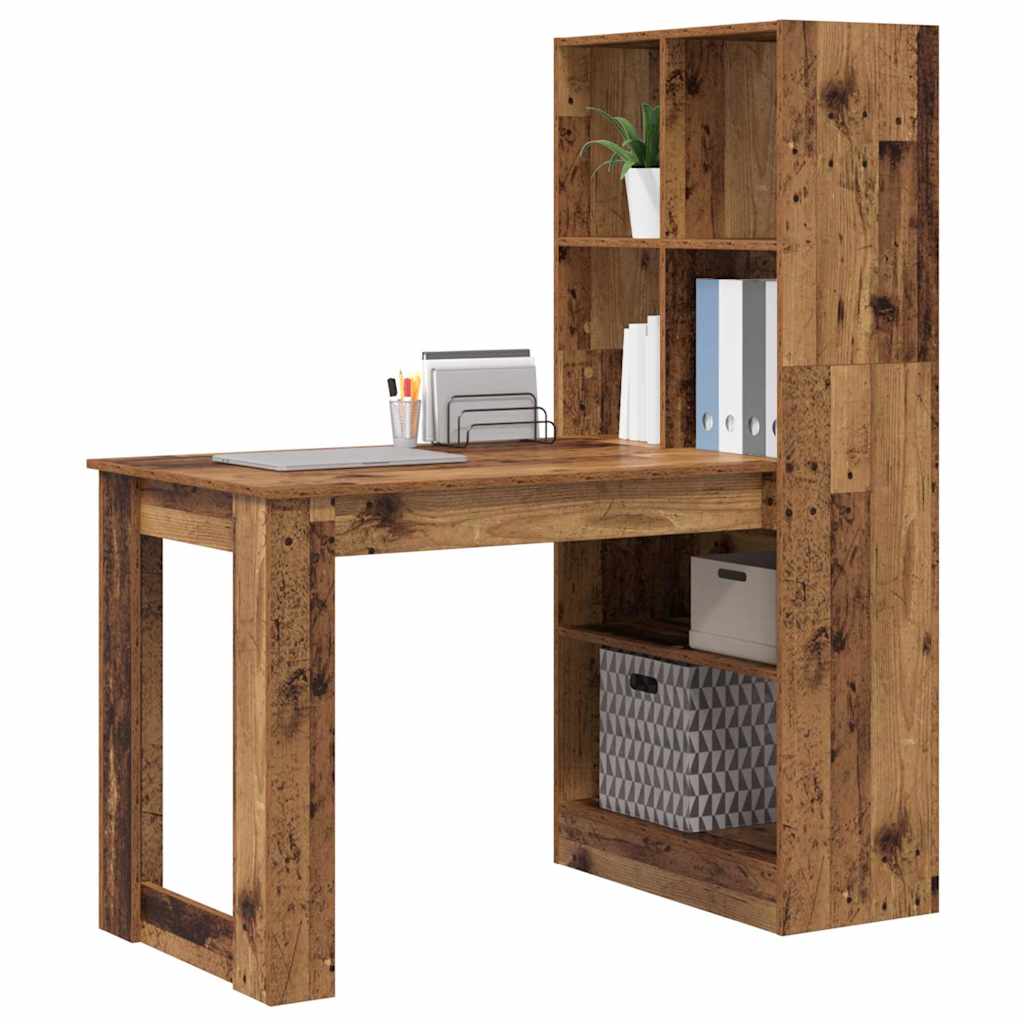 Stalas su lentyna su saugykla Senovinis medis 122 x 67 x 145 cm