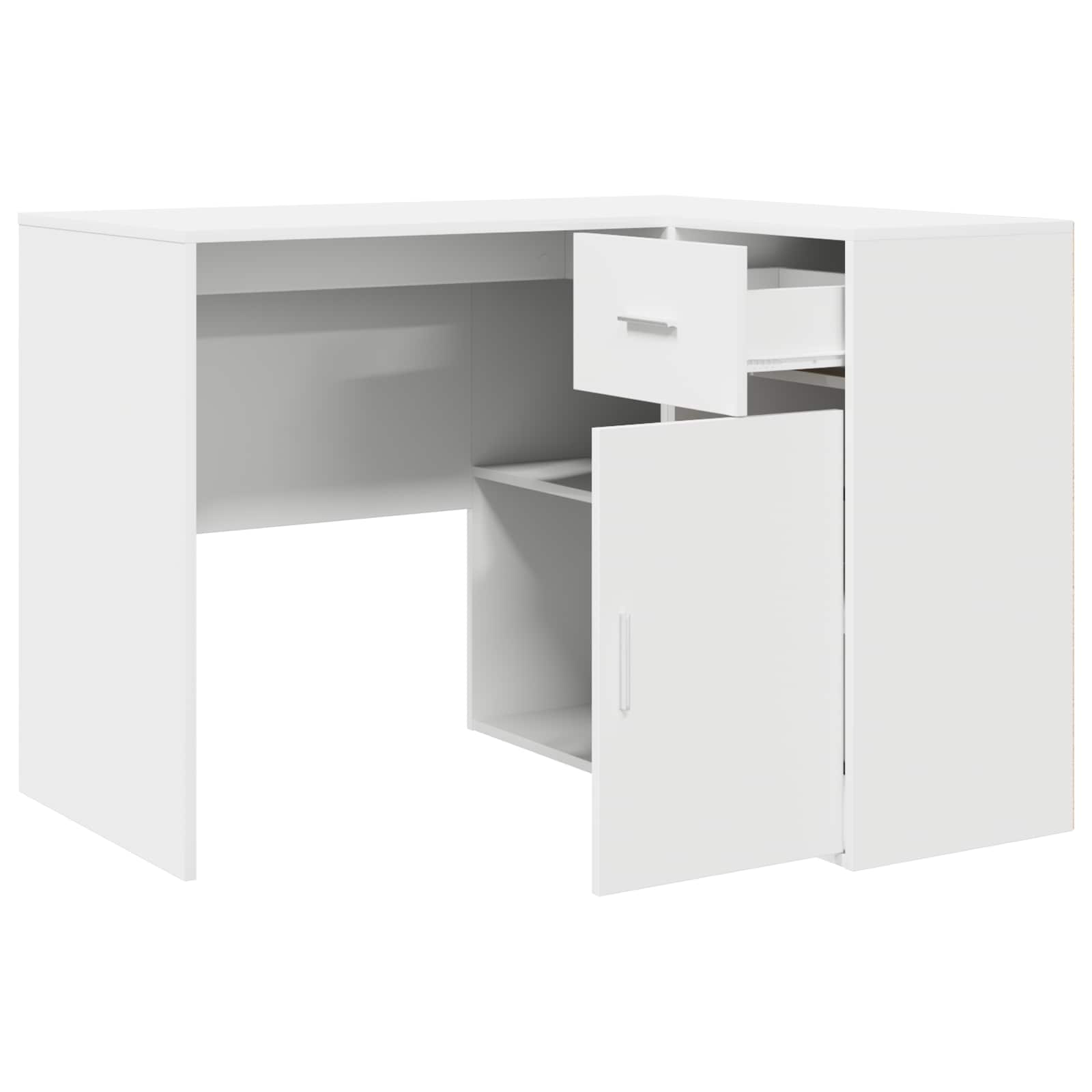 kampinis stalas baltas 102x88x75 cm Inžinerinis medis