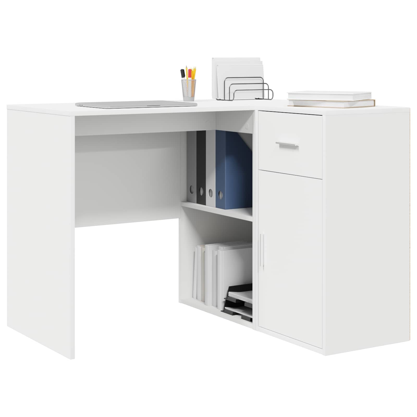 kampinis stalas baltas 102x88x75 cm Inžinerinis medis