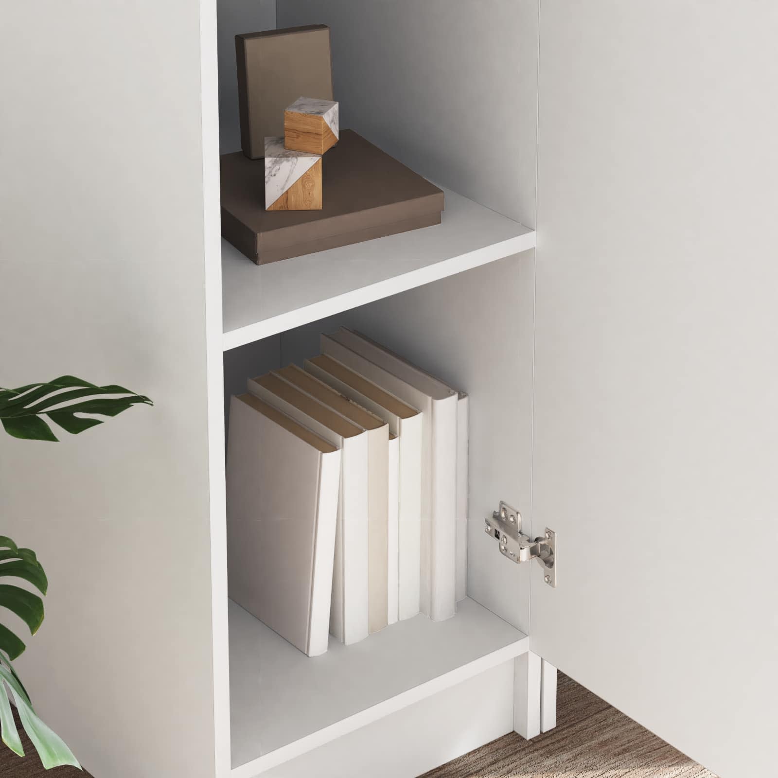 Table with Storage White Recycled Wood
