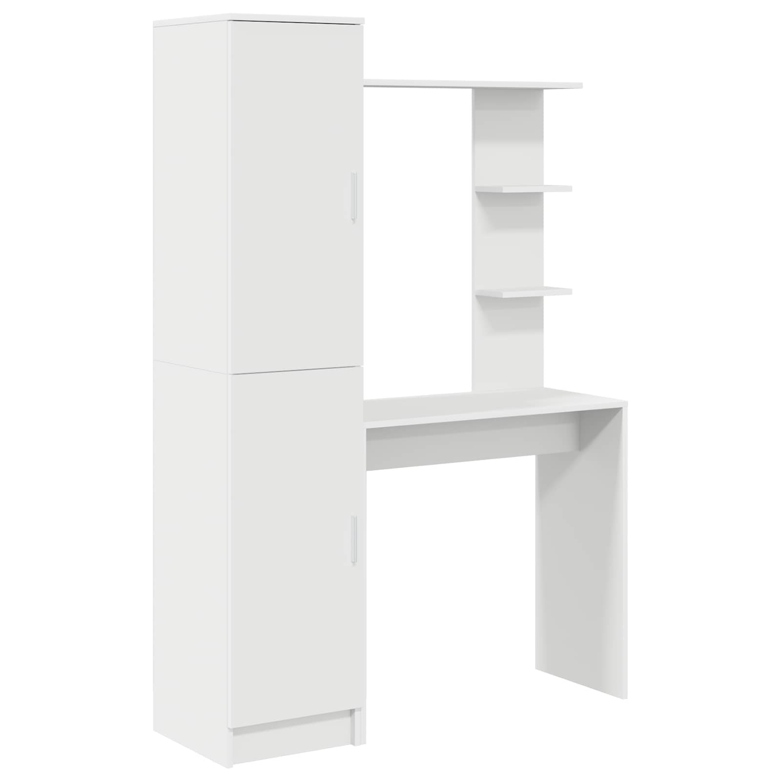 Table with Storage White Recycled Wood