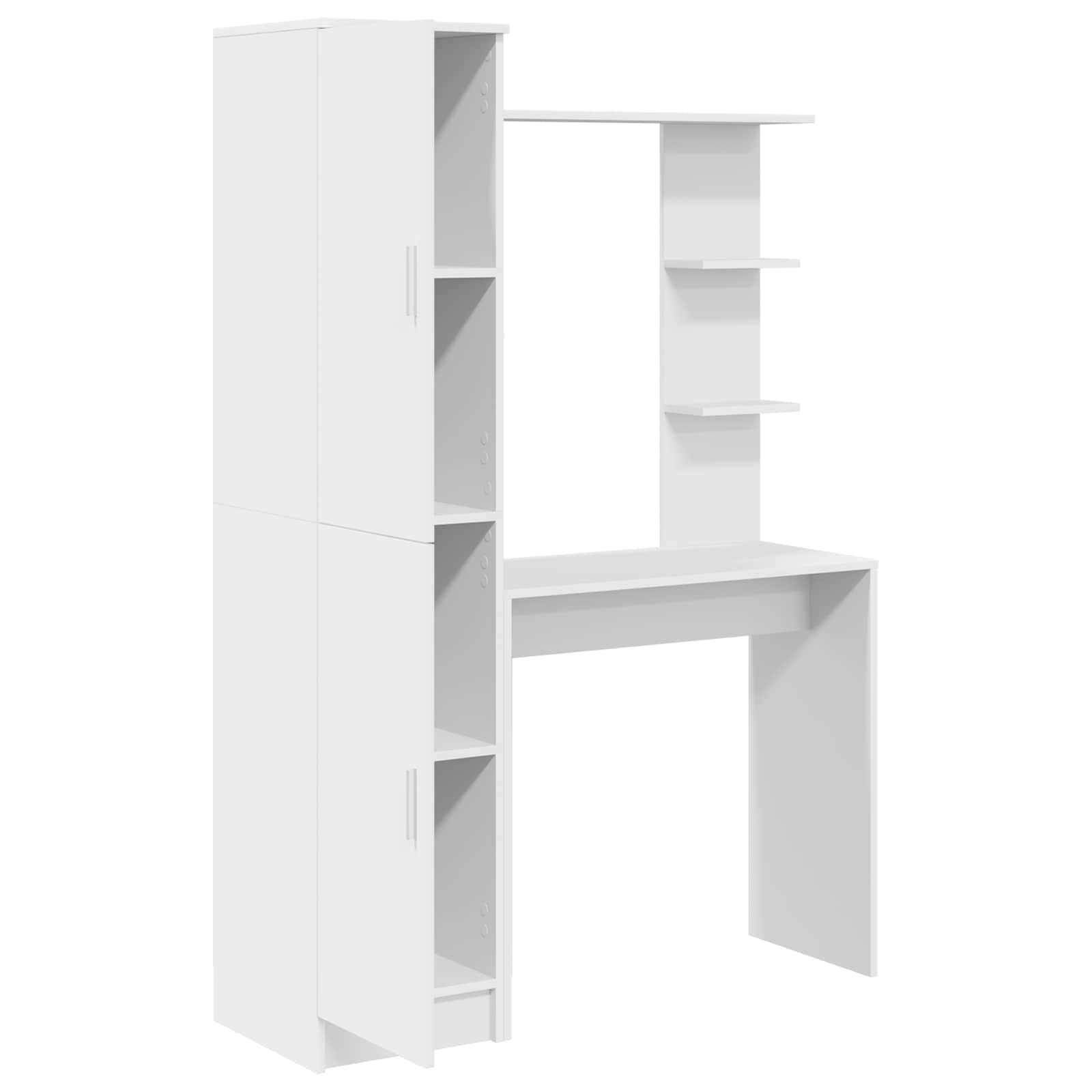 Table with Storage White Recycled Wood