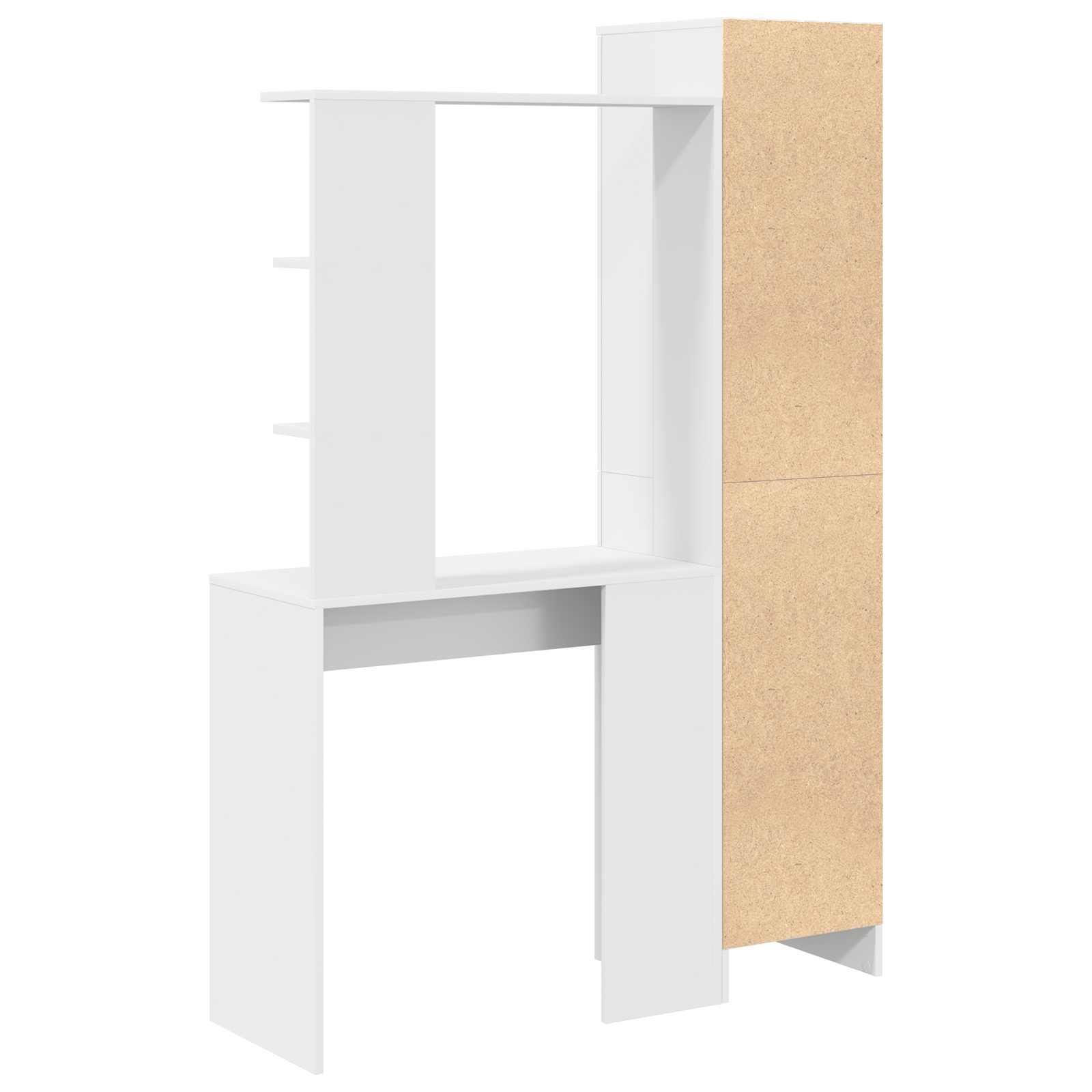 Table with Storage White Recycled Wood