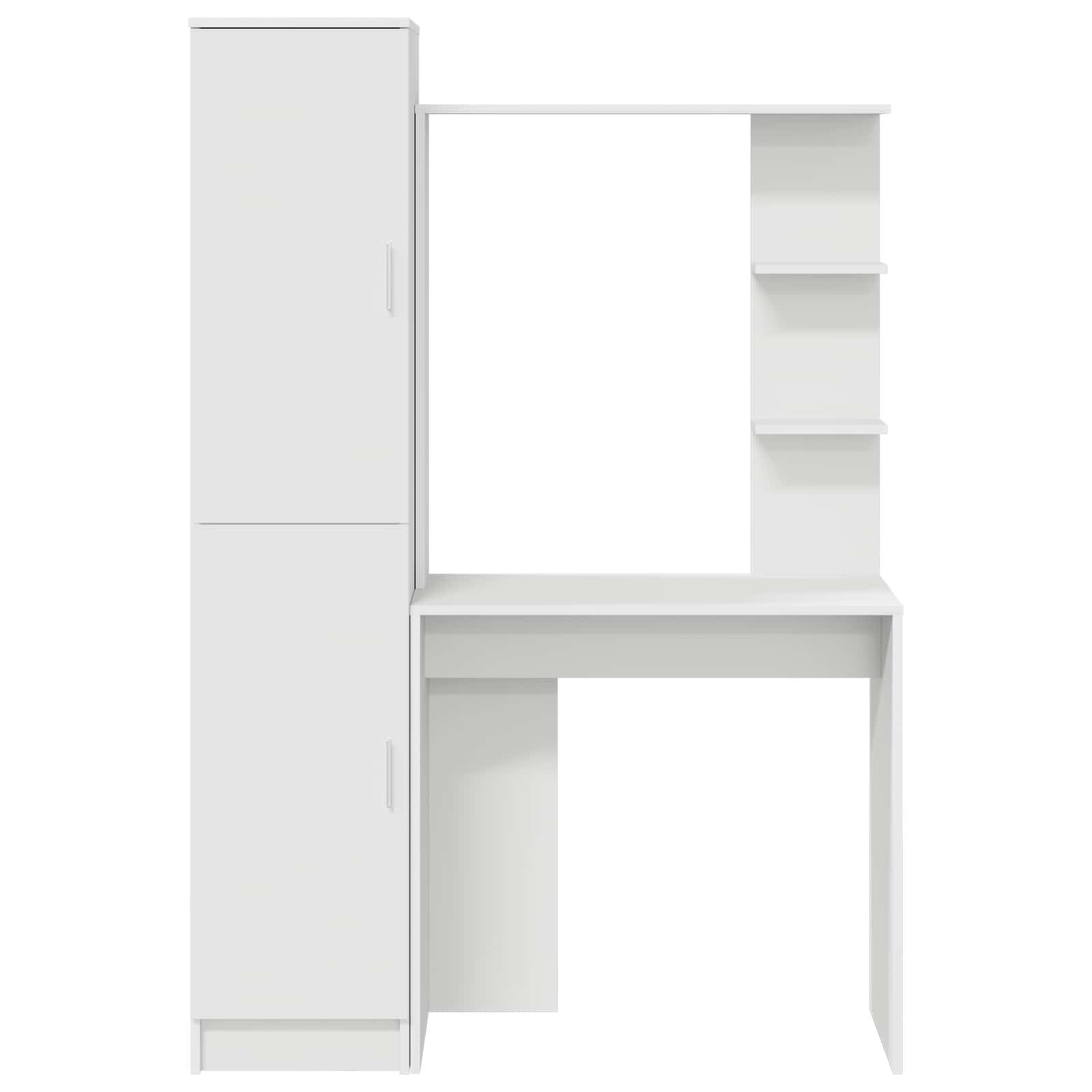 Table with Storage White Recycled Wood