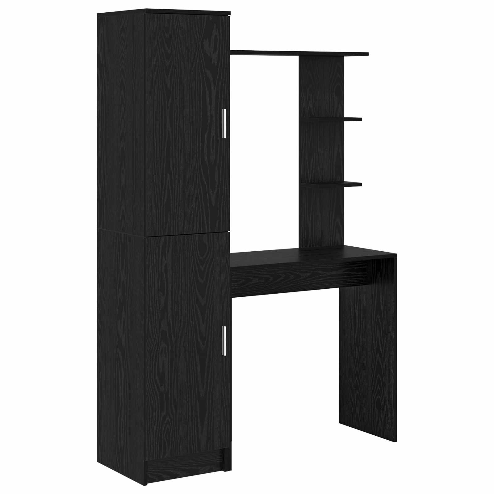 Table with storage with shelf 2 pcs black oak