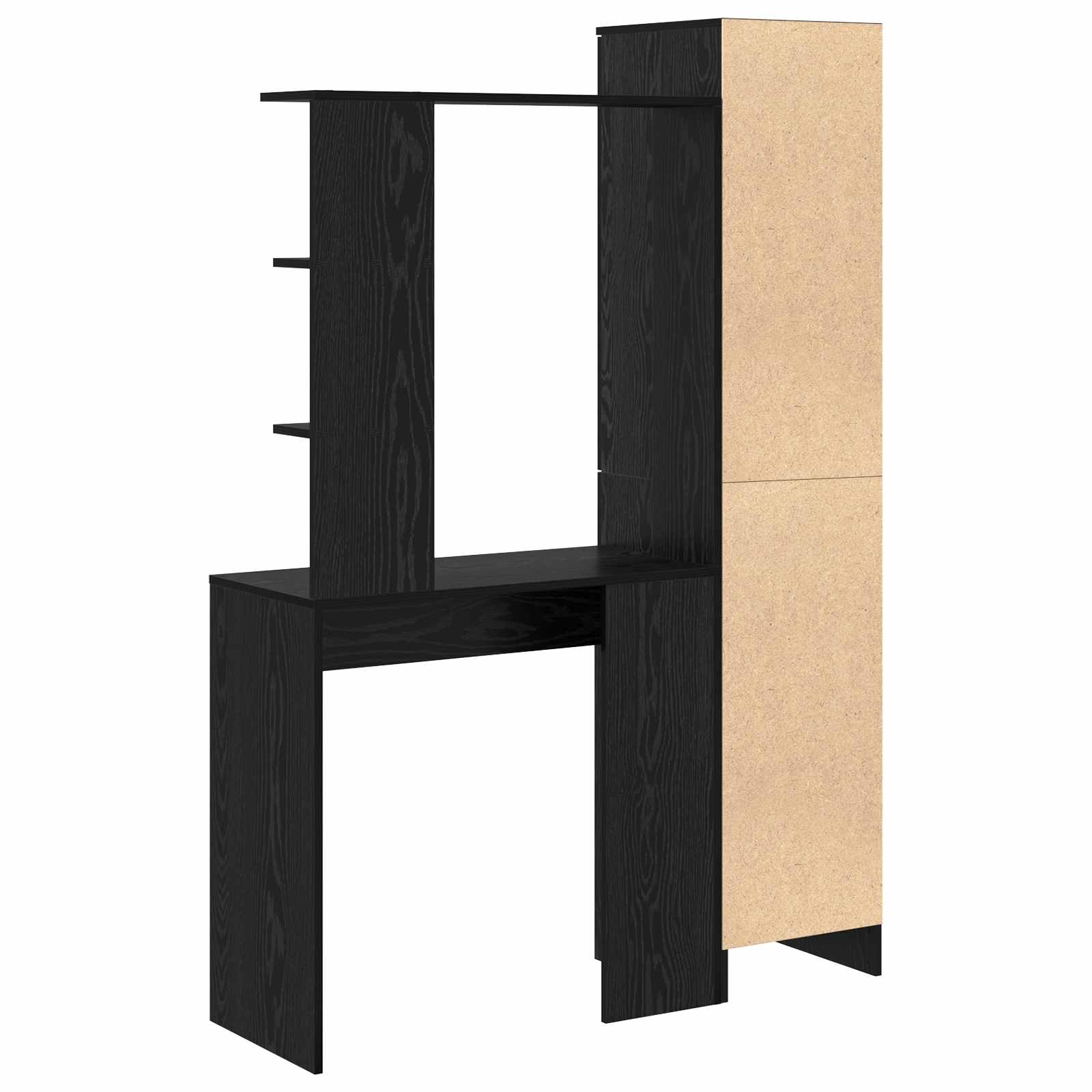 Table with storage with shelf 2 pcs black oak