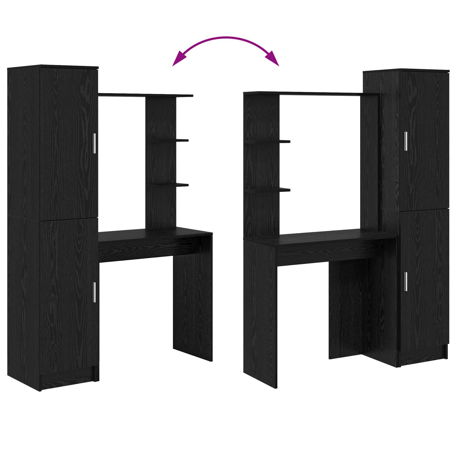 Table with storage with shelf 2 pcs black oak