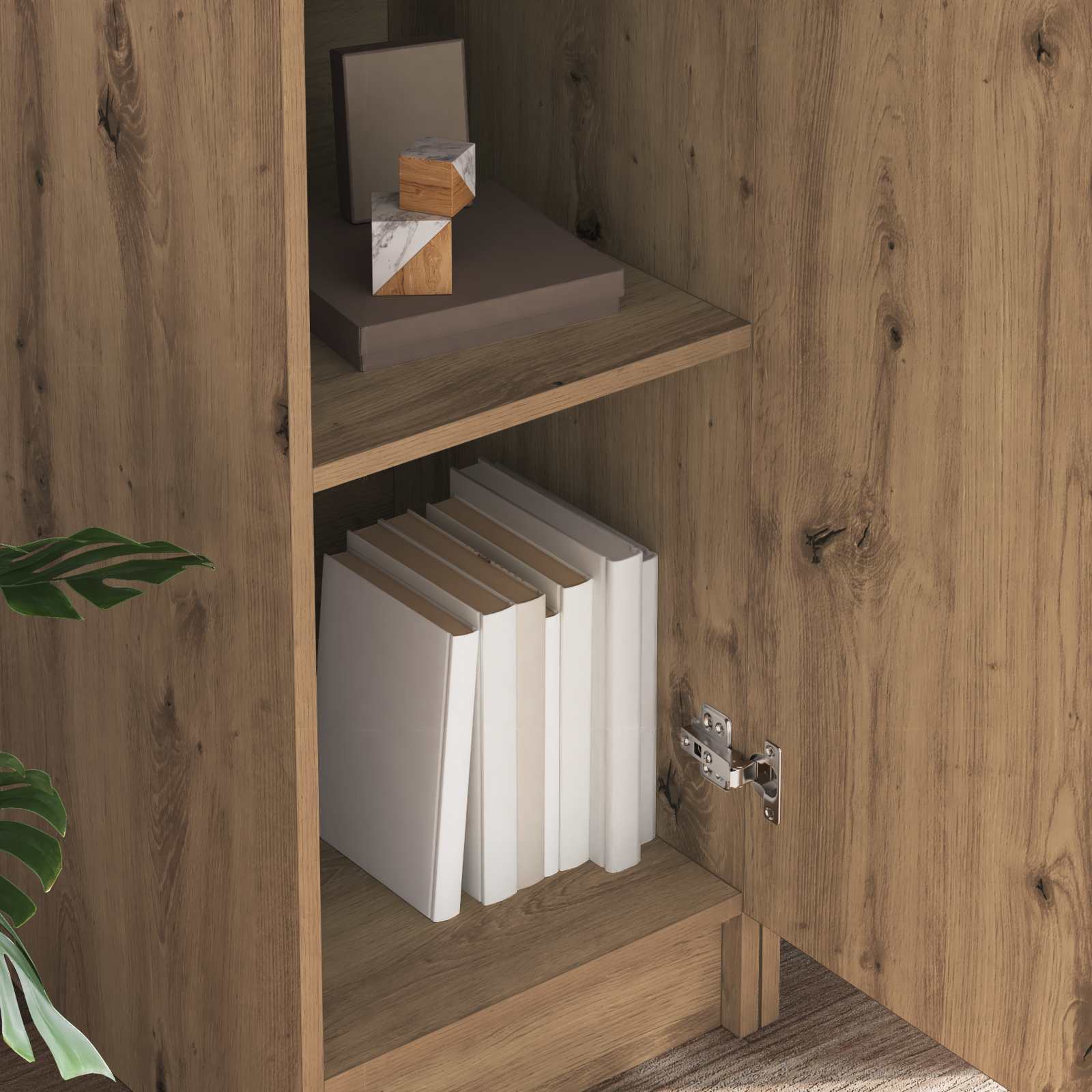 Stalas su saugojimo vieta su lentyna 2 pcs artisano ąžuolo