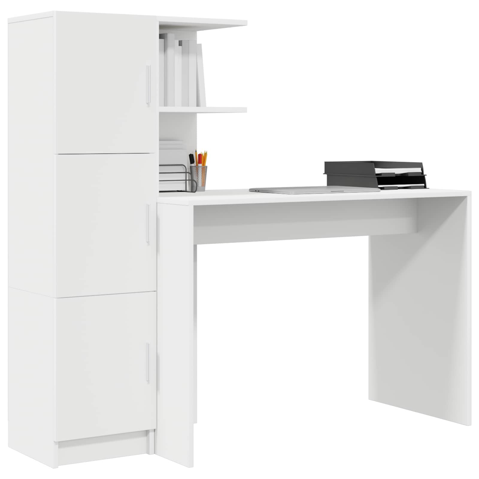 Stalas su saugojimo vieta 2 pcs Balta 102 x 50 x 124 cm