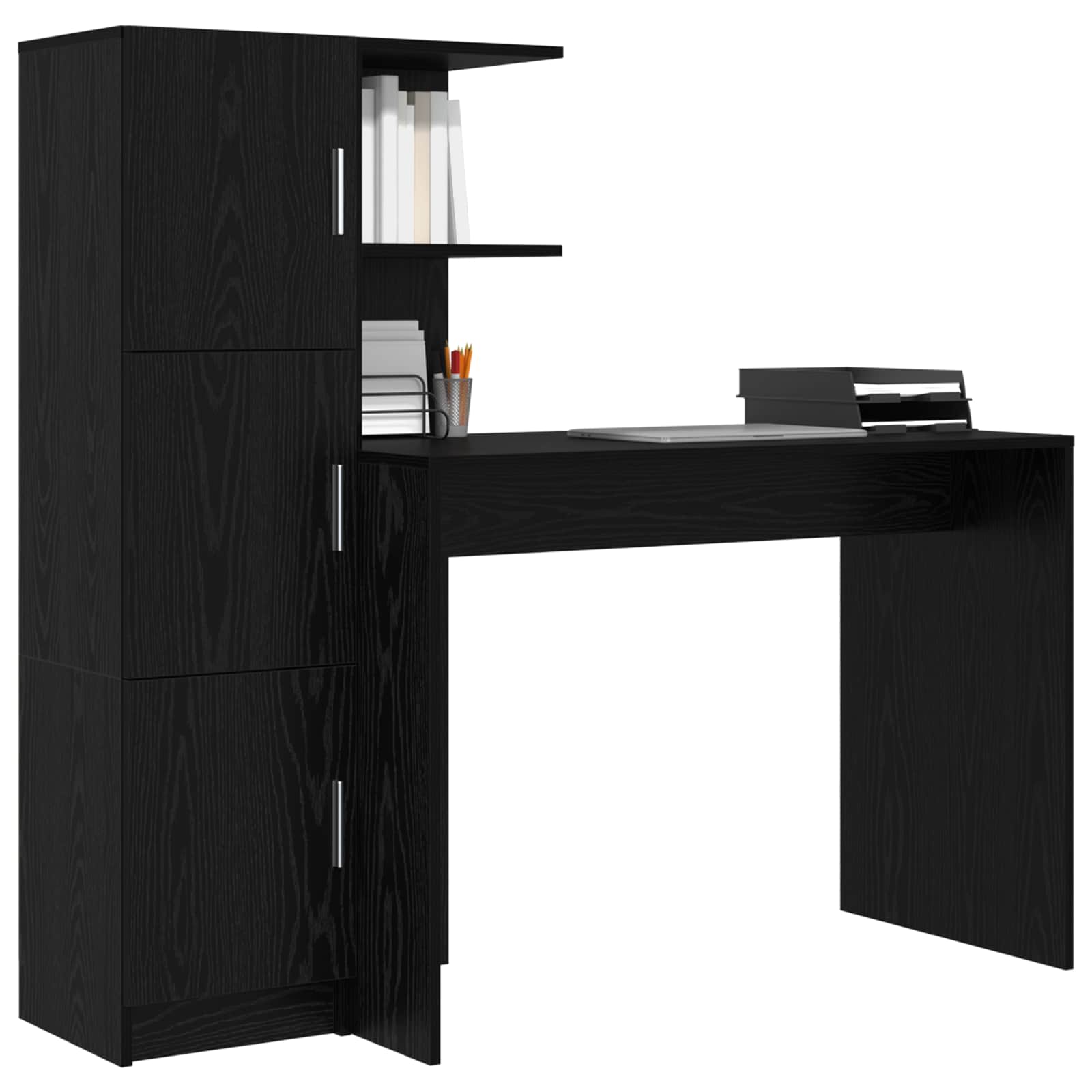 Stalas su saugojimo vieta 2 pcs juoda ąžuolo 102 x 50 x 124 cm