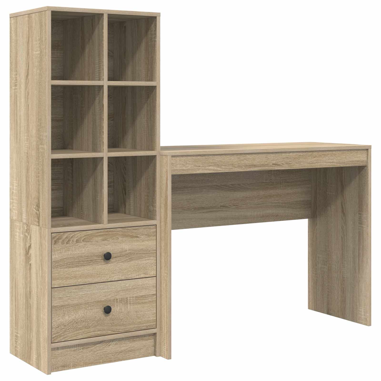 Stalas su stalčių su lentyna su saugykla 2 pcs Sonoma ąžuolas