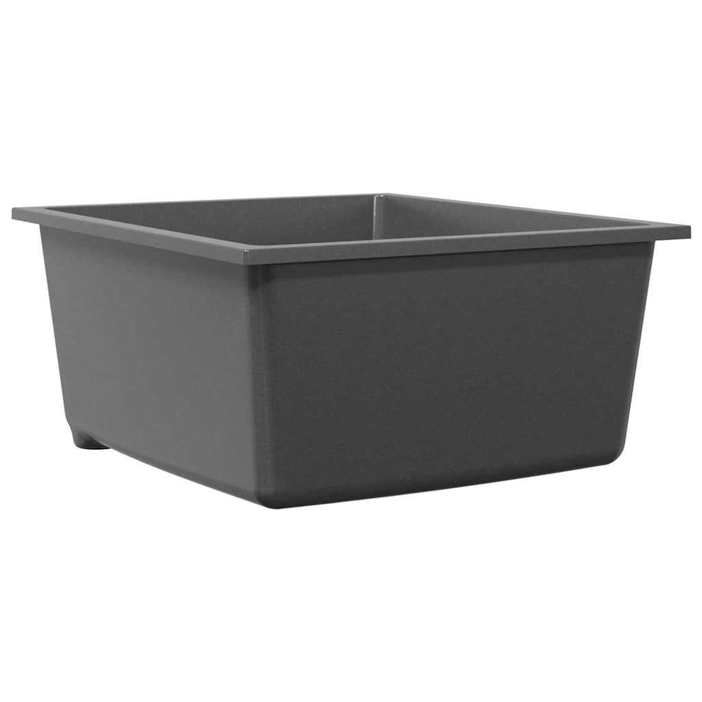 kitchen sink with overflow hole in grey granite