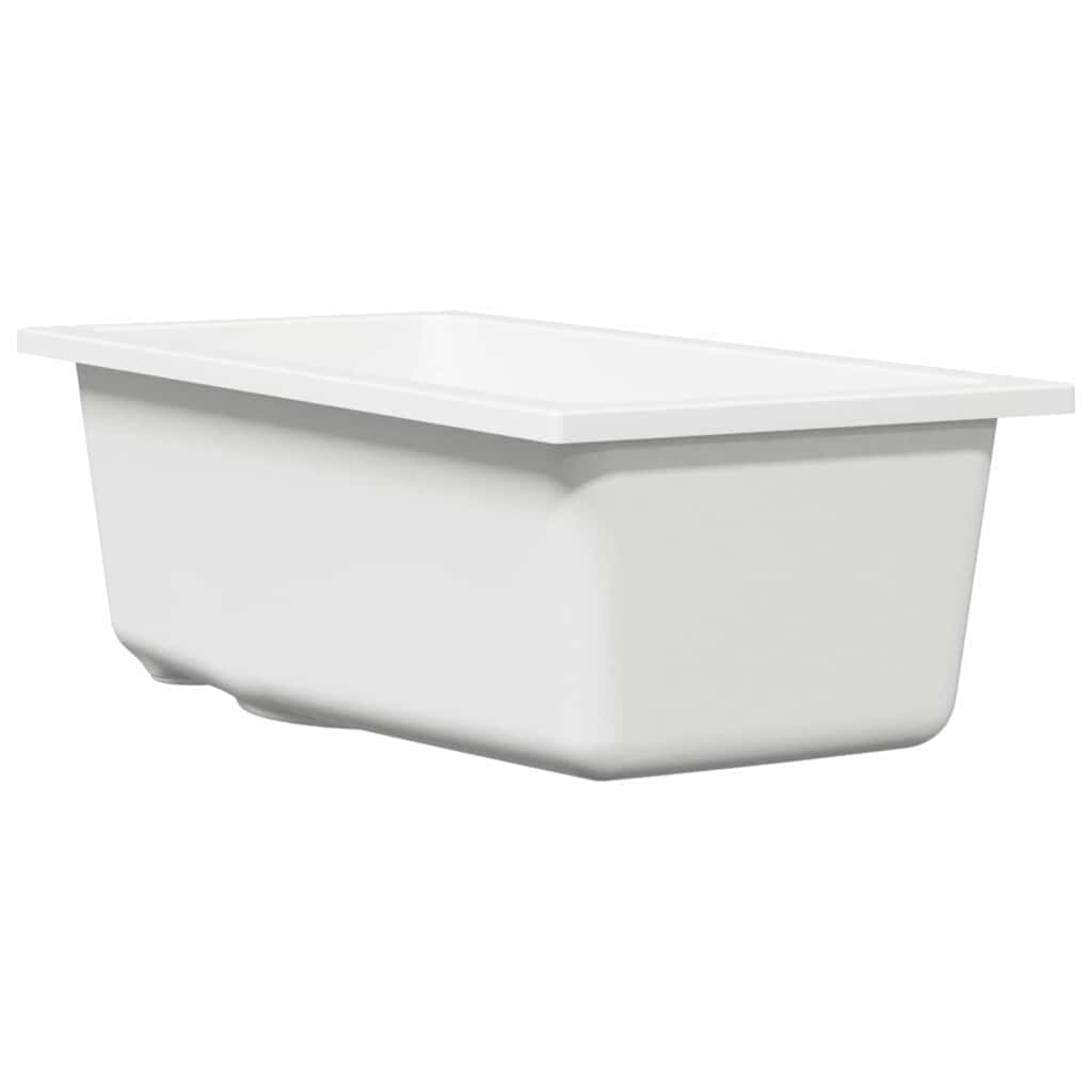 kitchen sink with overflow hole in white granite
