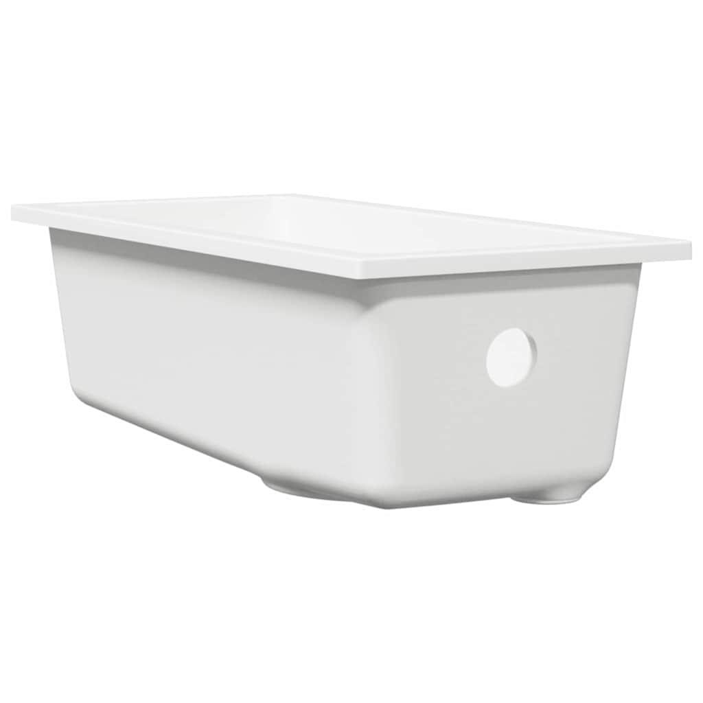 kitchen sink with overflow hole in white granite