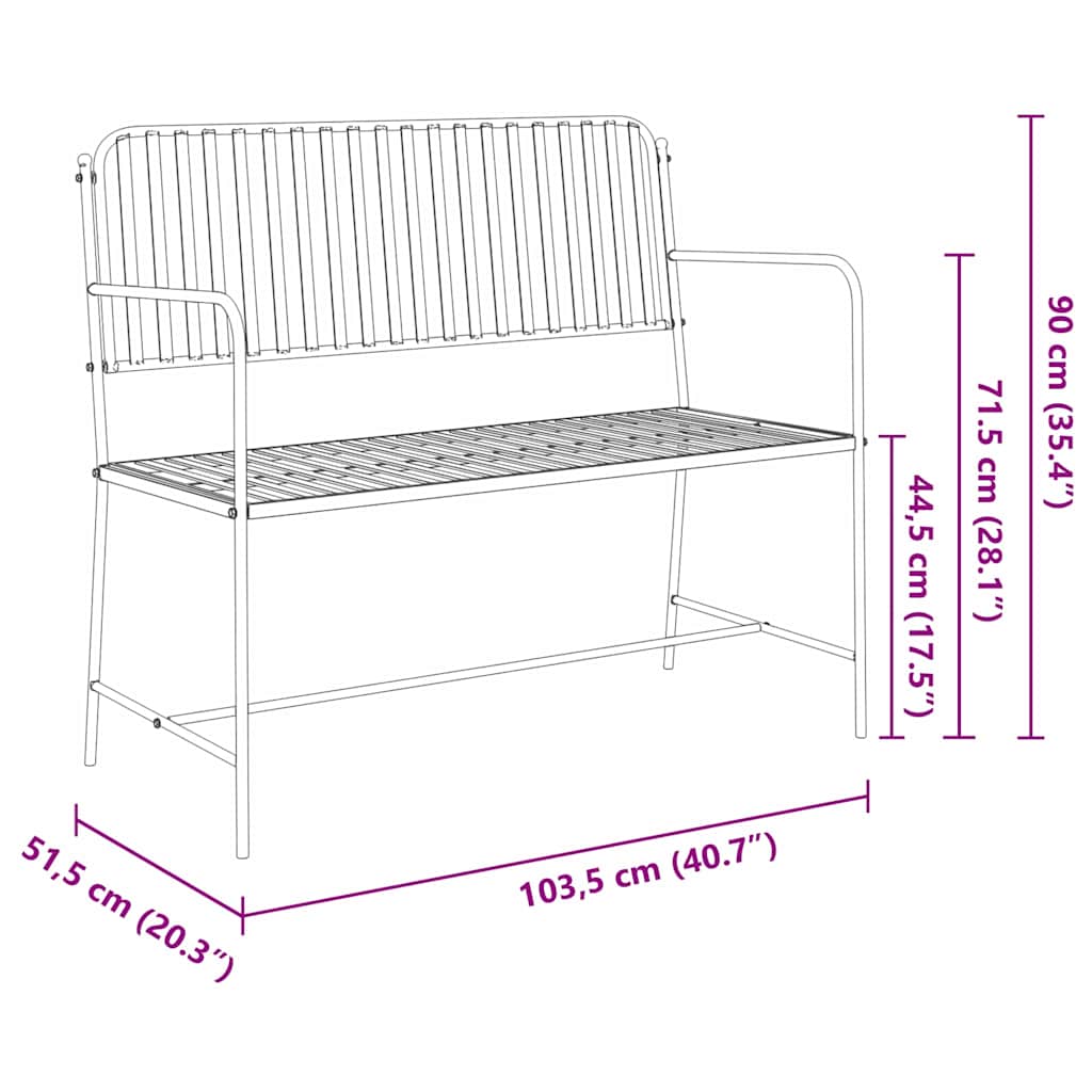 suolas Balta Metalas 103.5 x 51.5 x 90 cm Patvarus Lauko suolas