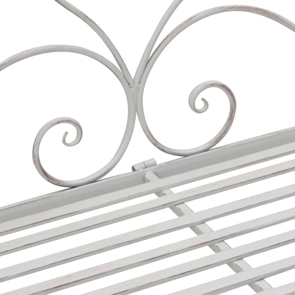 Bench White Metal 121 x 48 x 200 cm Decorative Inserts