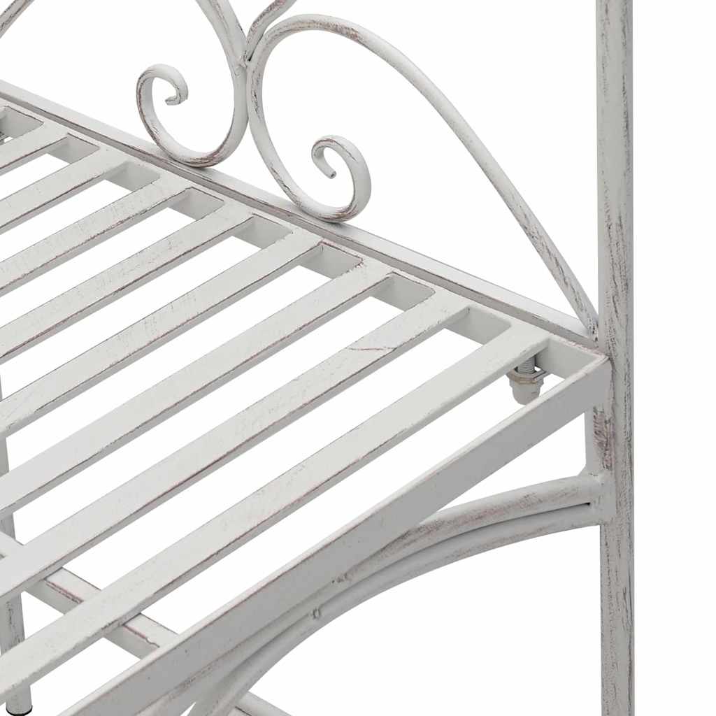 Bench White Metal 121 x 48 x 200 cm Decorative Inserts