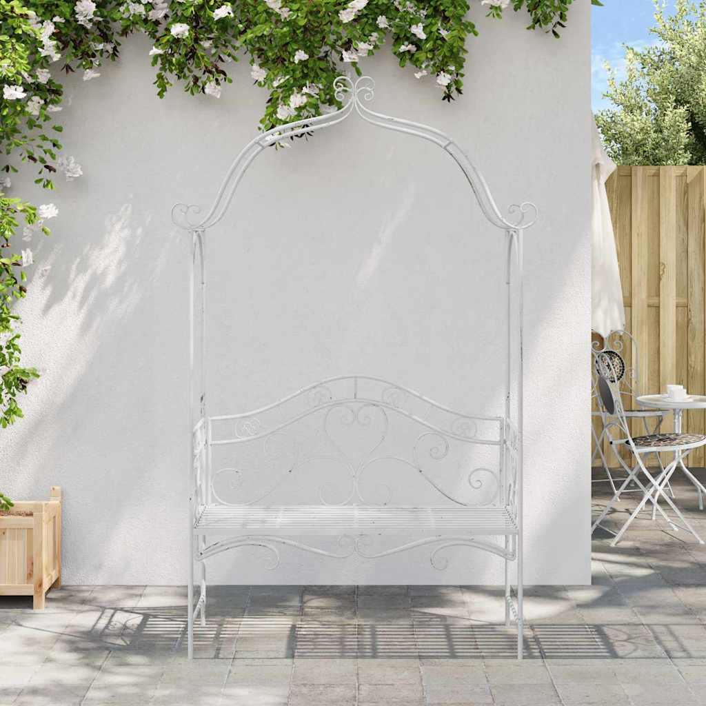 Bench White Metal 121 x 48 x 200 cm Decorative Inserts