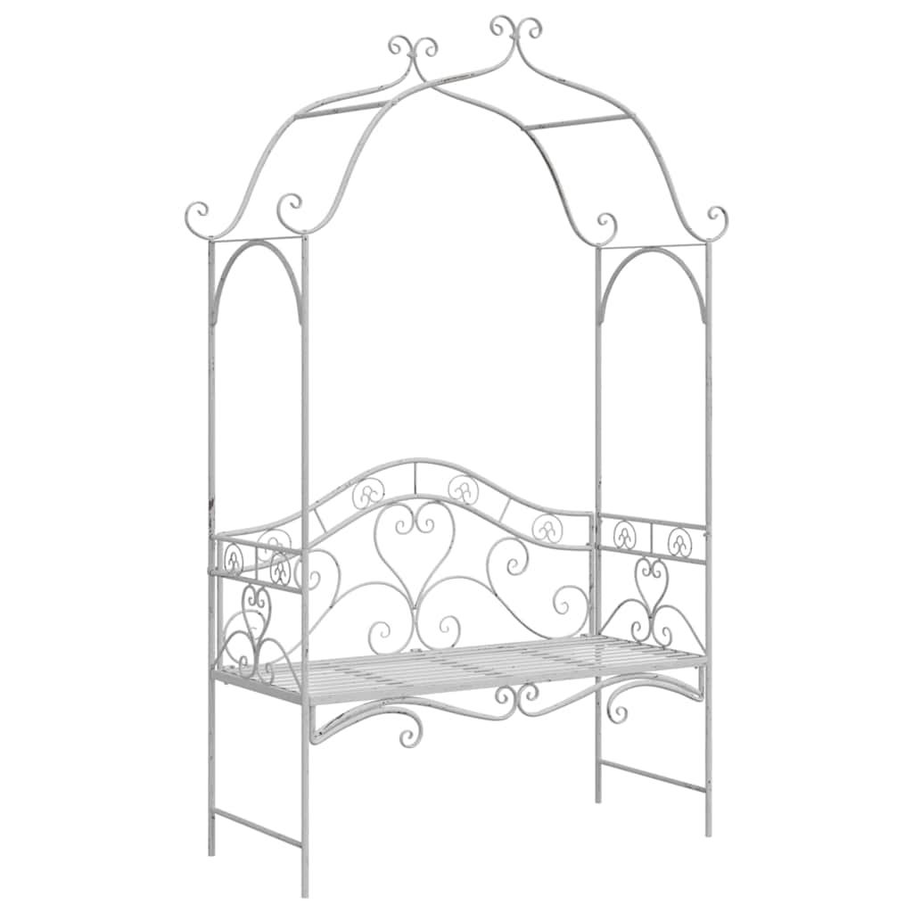 Bench White Metal 121 x 48 x 200 cm Decorative Inserts