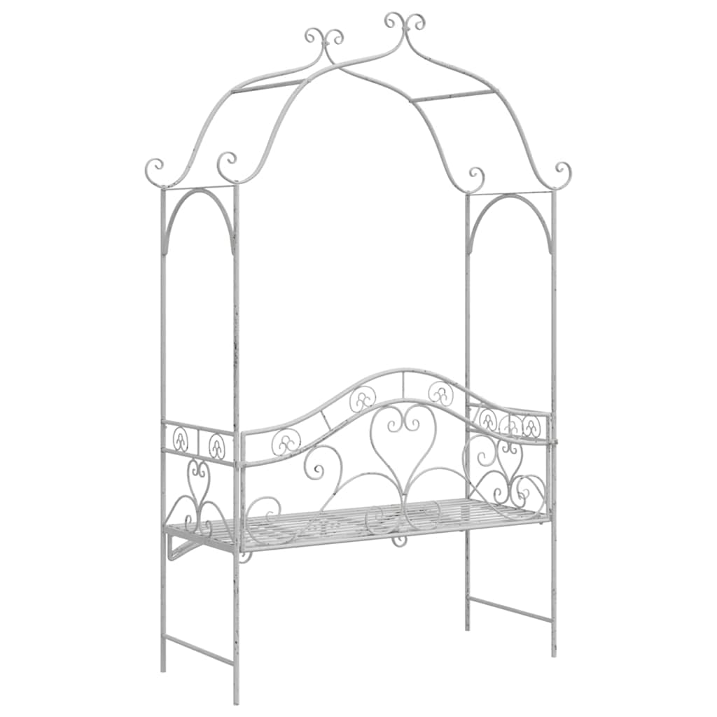 Bench White Metal 121 x 48 x 200 cm Decorative Inserts