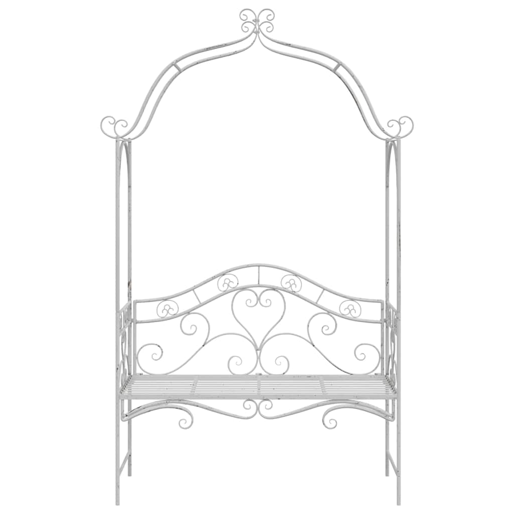 Bench White Metal 121 x 48 x 200 cm Decorative Inserts
