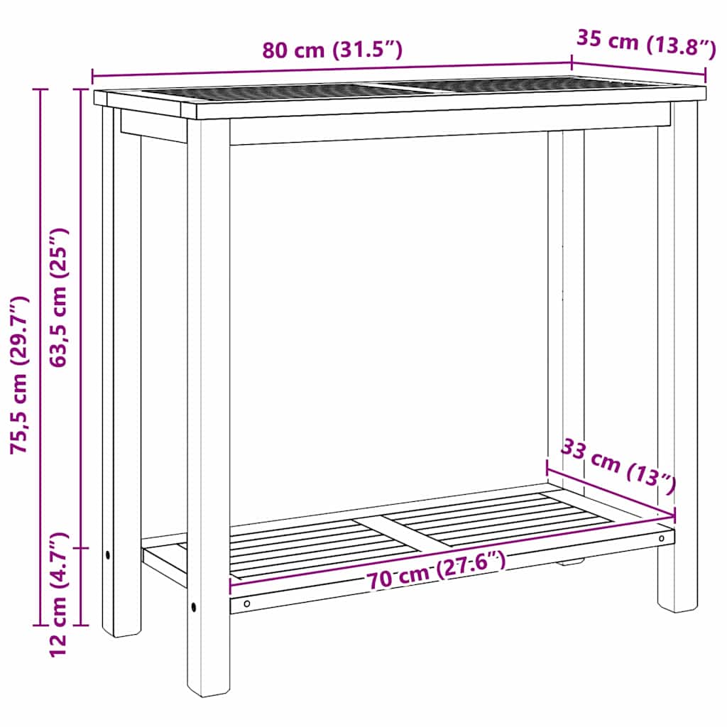 Konsolinis stalas Ruda 80 x 35 x 75 cm Kieto teka medžio