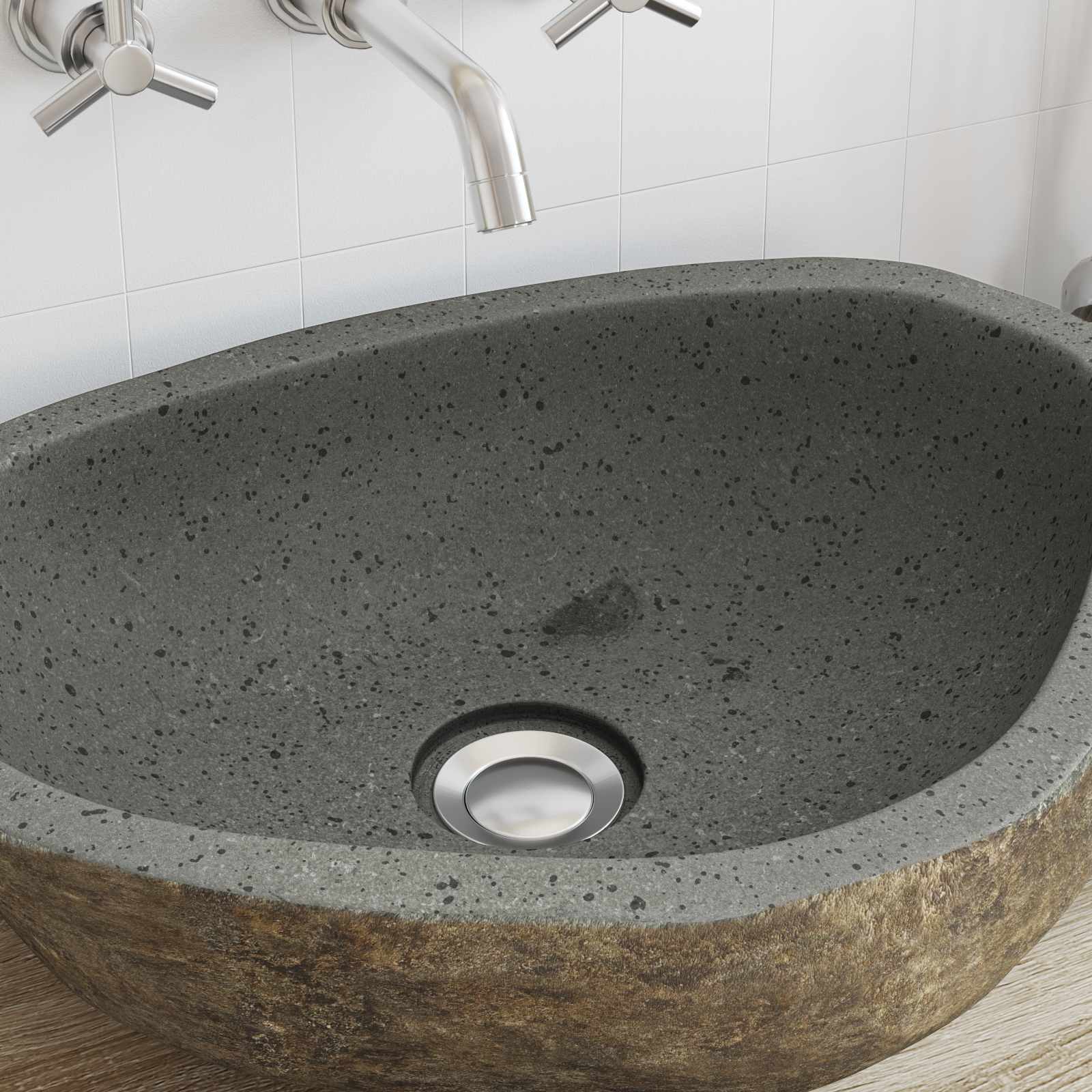 River Stone Basin Light Grey 52 x 40 x 15 cm River Stone